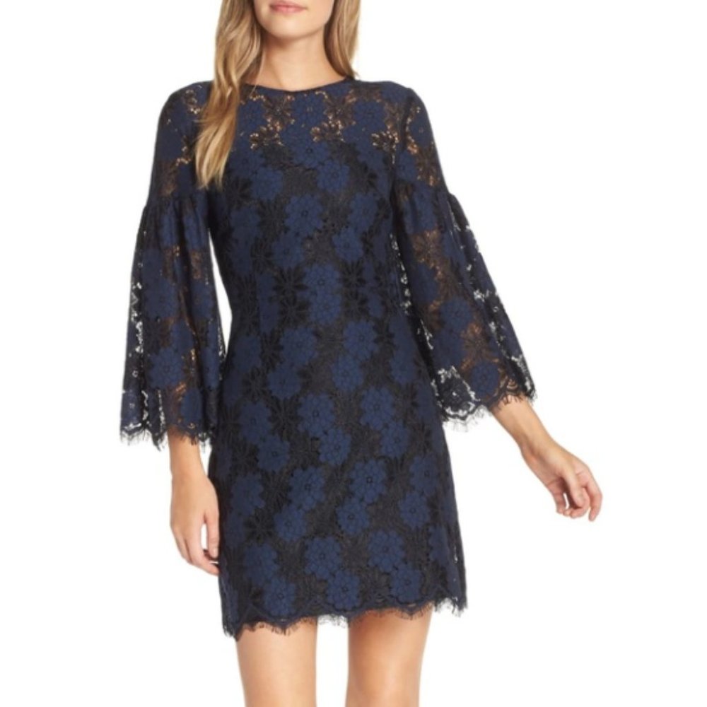 Trina Turk • NWT Two-Tone Lace Bell Sleeve Shift Dress